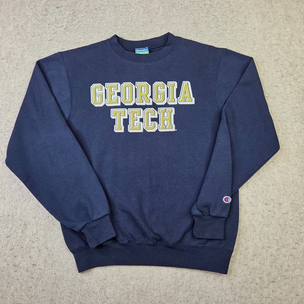 Georgia Tech Yellow Jackets Champion ECO Fleece Sweatshirt Mens S Blue Crewneck